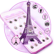 Dream purple Paris tower Theme  Icon