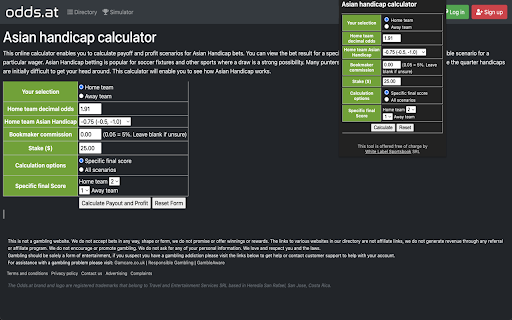 Asian handicap calculator
