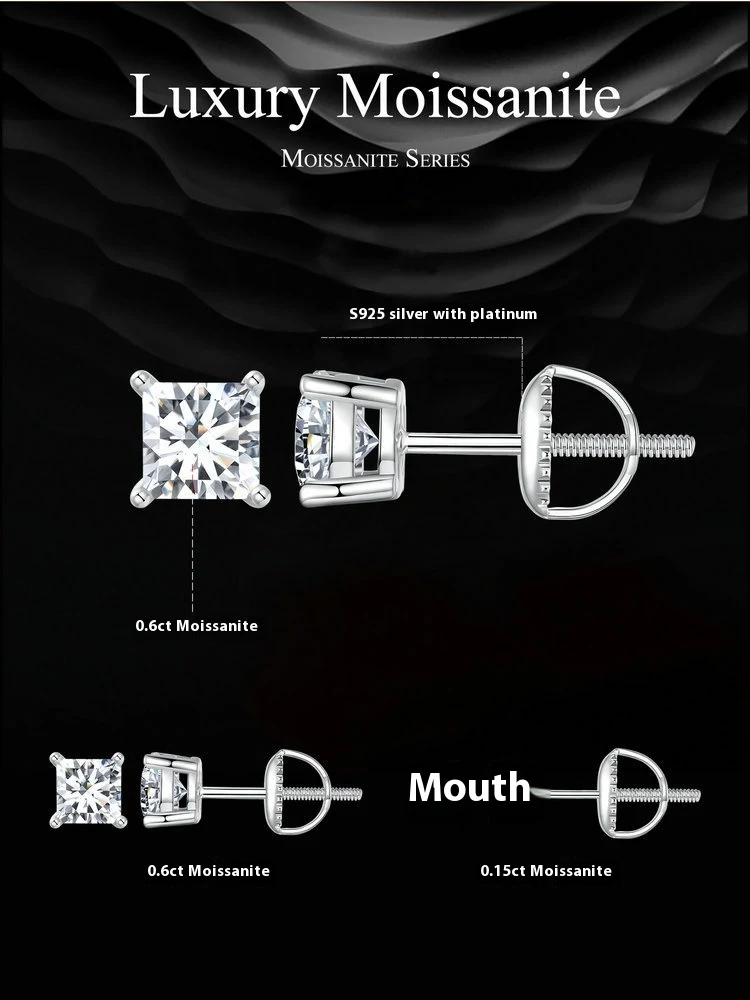 Title 3, Boucles doreilles puces princesse moissanite c...