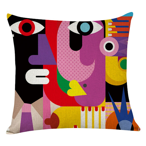 Title 2, Abstract art cotton and linen pillowcase, a sty...