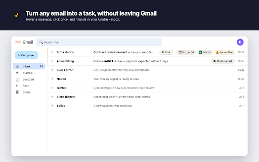 UnaTask for Gmail screenshot 1