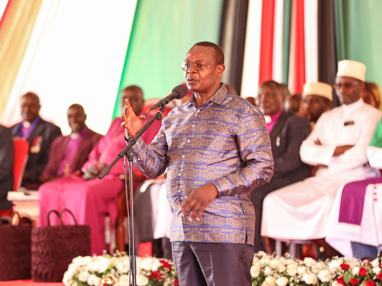 Busia Governor Paul Otuoma speaking during interdenominational prayers in Busia County on May 28,2023.