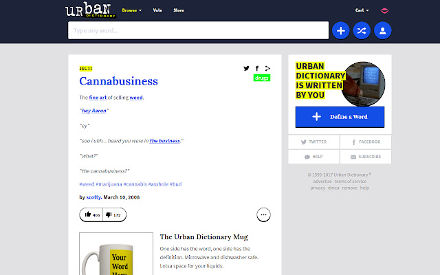 Urban Dictionary Lookup chrome extension