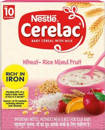 Nestle Cerelac Wheat - Rice Mixed Fruit Cereal - 300 gm