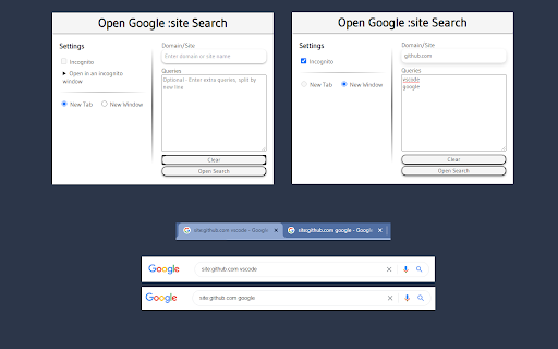 Open Google :site Search