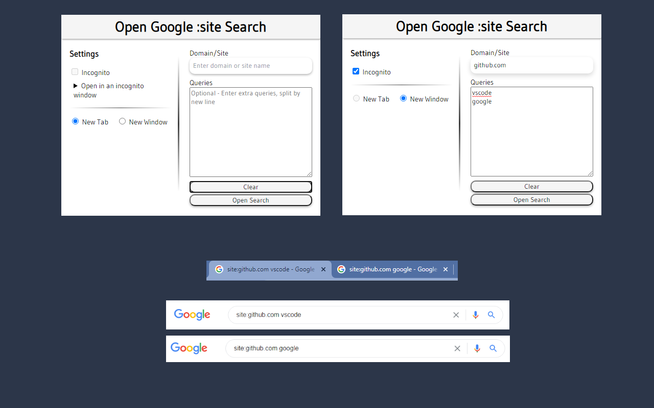 Open Google :site Search Preview image 0