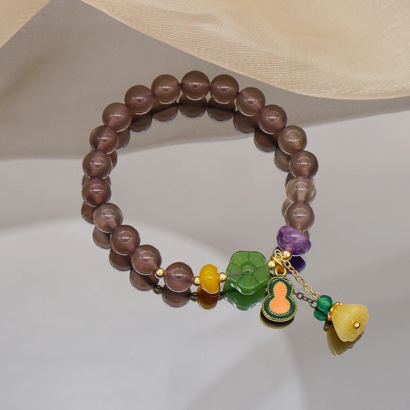 Pulsera de ágata de jade malva ahumado para mujer Joyería elegante para el uso diario. Diseño único y natural, realza tu estilo.