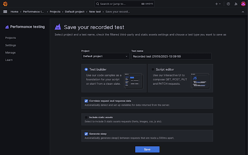 Grafana k6 Browser Recorder