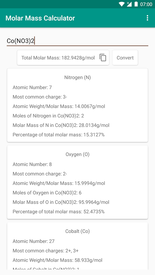 What element is CO NO3?