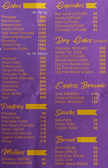 Karachi Bakery menu 