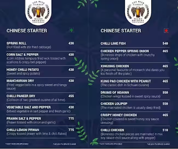 The Monarch menu 
