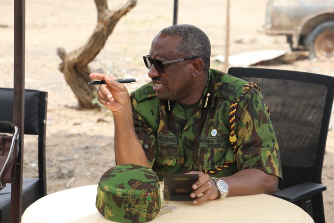 Inspector General of Police Japhet Koome speaking during a visit to Turkana County at Lokori Police Station on August 3, 2023.