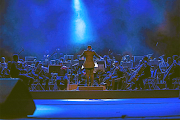 Ofentse Pitse conducting Anchored Sound at the Joburg Theatre in August 2019. 

