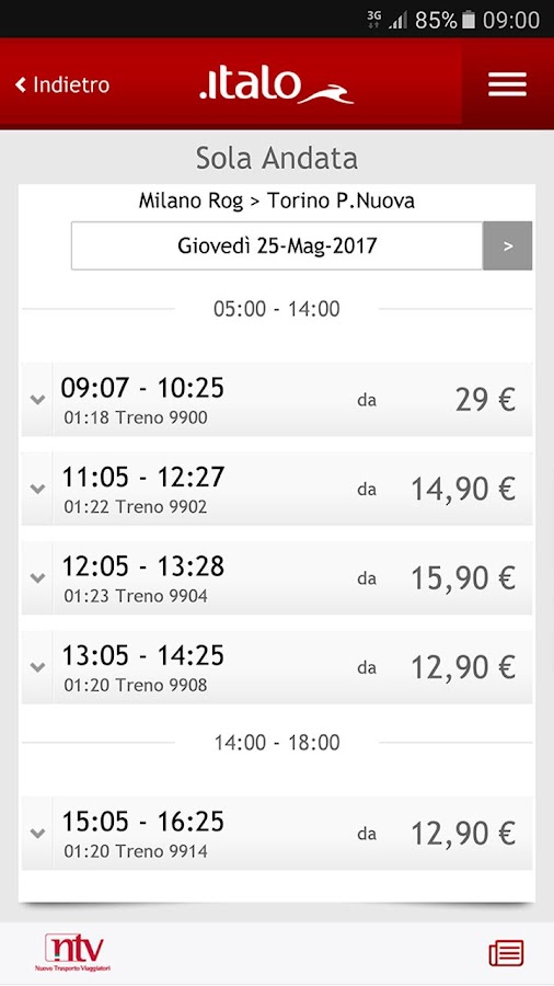 Italo Treno — приложение на Android