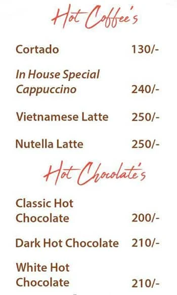 Hav Coffee menu 