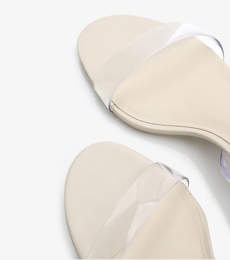 Title 10, Simple Word Sandals with Transparent Round Heel...