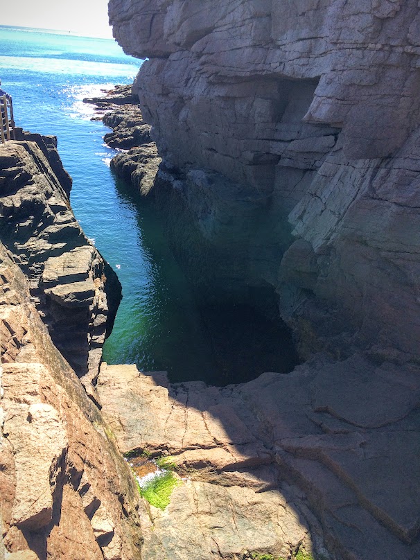 We tried to stop at Sand Beach, but there was no parking to be had, so we headed up to thunder hole, which is what this picture is of. When the tide is coming in, the impact of the water this area is so loud, it sounds like thunder. The tide was out at the time we were here,, but an awe inspiring site none the less.