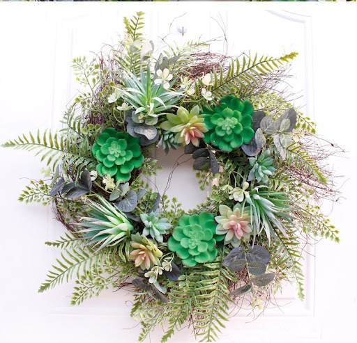 Title 2, Faux Eucalyptus, Persian Grass, and Succulent W...