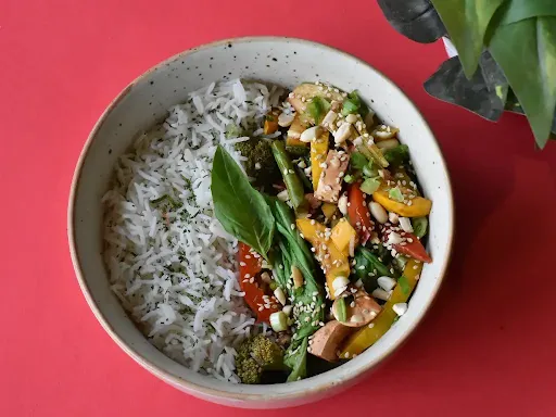 Sesame Stir Fried Oriental Greens With Jasmine Rice