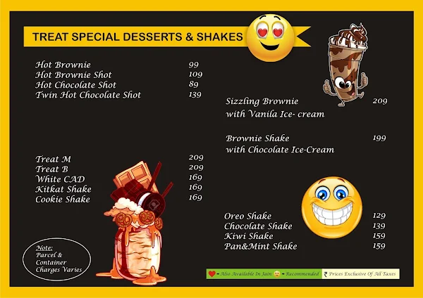 Treat Studio menu 