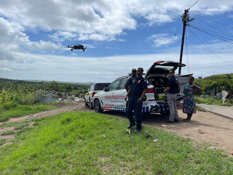 Police and paramedics are conducting a search using drones and dogs after a mother and her baby were swept away in the Mvoti River in KZN on Monday morning.