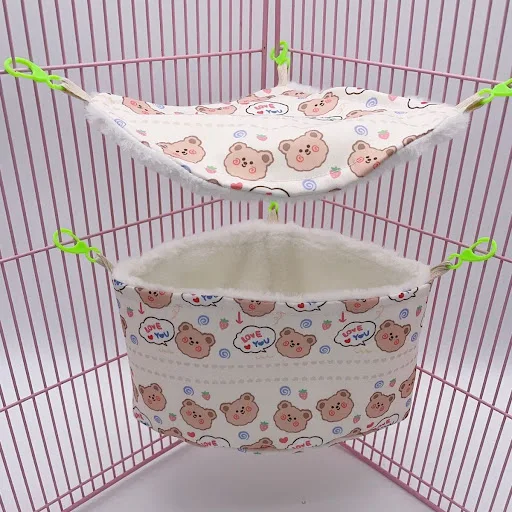 New Winter Warm Hamster Hammock For Rats Rodent Small Animal Guinea Pig Ferret Double-layer Plush Cotton Nests Pets Supp