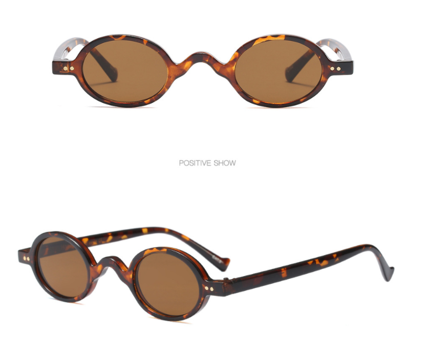 Lunettes de soleil ovales rétro pour hommes, imprimé léopard