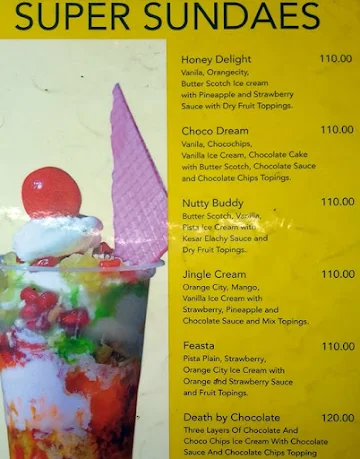 Prabhu Ice Cream menu 