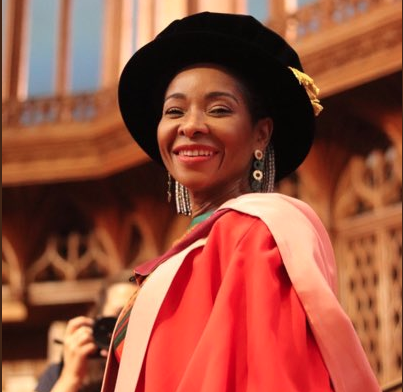 Prof Mamokgethi Phakeng receives her honorary doctorate at the University of Bristol.