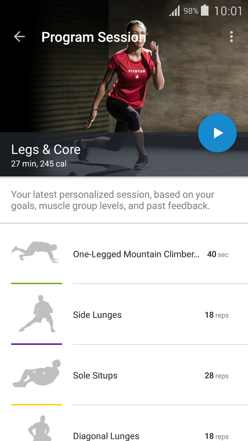 FitStar Personal Trainer Screen 2