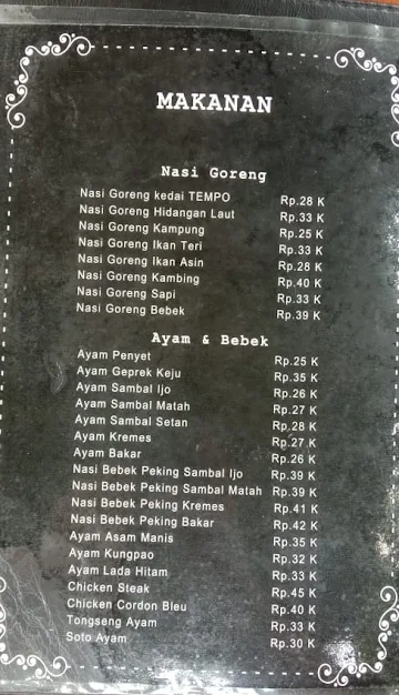 Kedai Tempo menu 