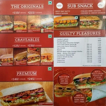 Mr. Sub menu 