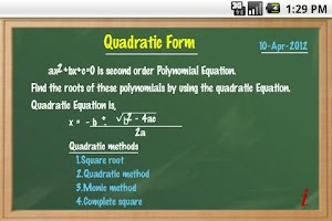 Basic Quadratic Equation Screenshot