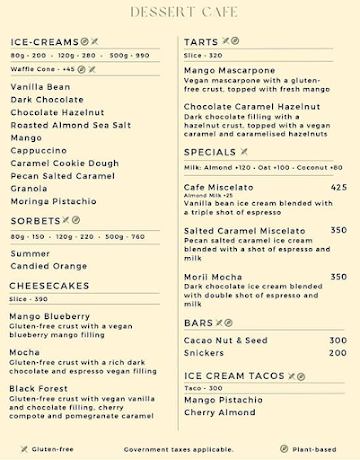 Morii Dessert Cafe menu 