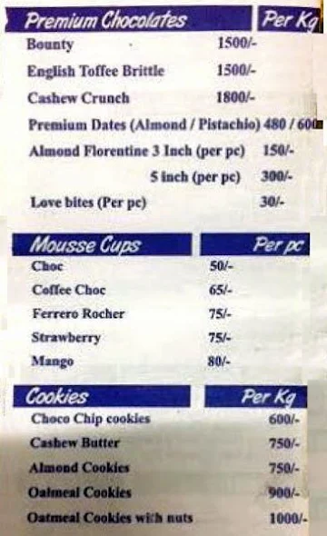 Blueberries menu 