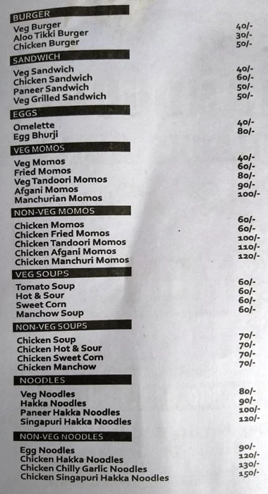 Tandoori Snacks Adda menu 