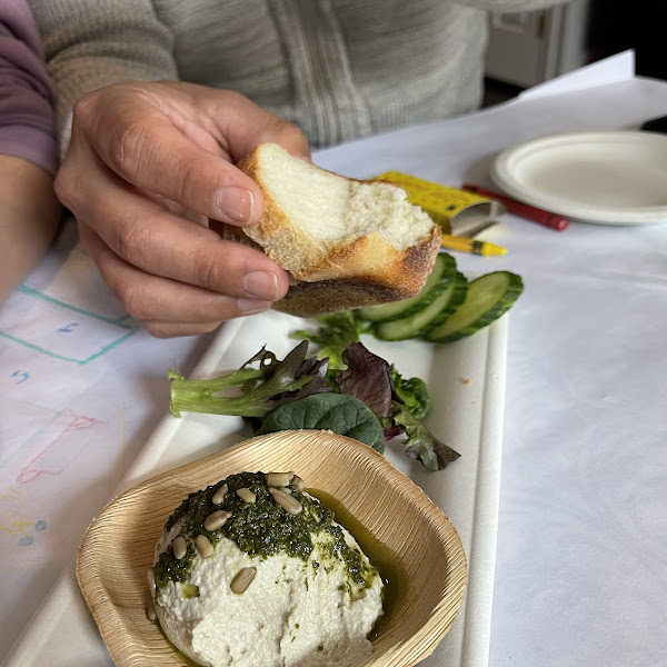 Homemade bread with hummus