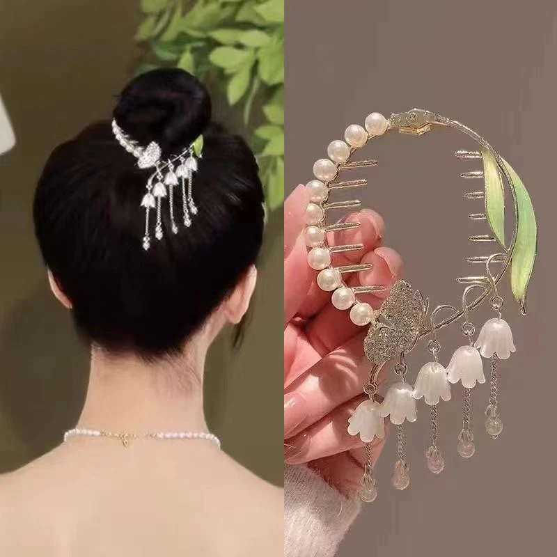 Antieke lelie kwast haarspeld haarversiering, elegante vintage haaraccessoire voor speciale kapsels, ideaal voor bruiloften en evenementen.