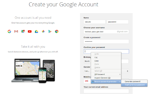 Create Google Account 