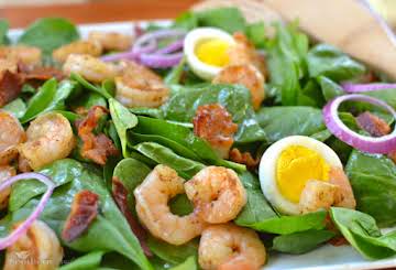 Spinach Salad with Shrimp and Warm Bacon Dressing