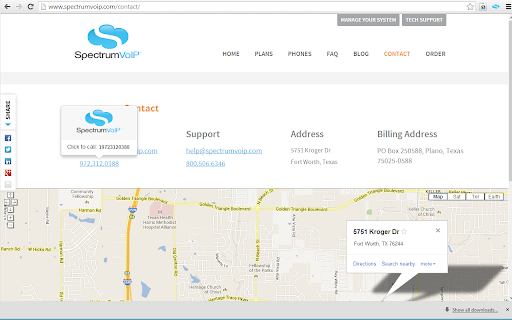 SpectrumVoIP Click2Call chrome extension