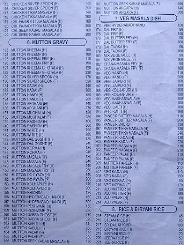 Hotel Silver Spoon menu 