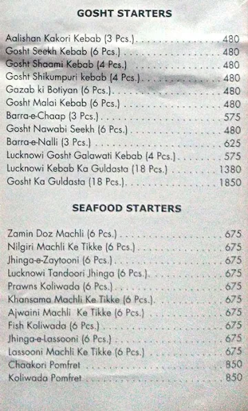 Its Lucknowi menu 