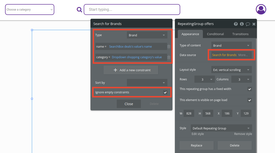 Ignore empty constraints settings in Bubble editor.