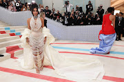 Kim Kardashian poses at the Met Gala. 