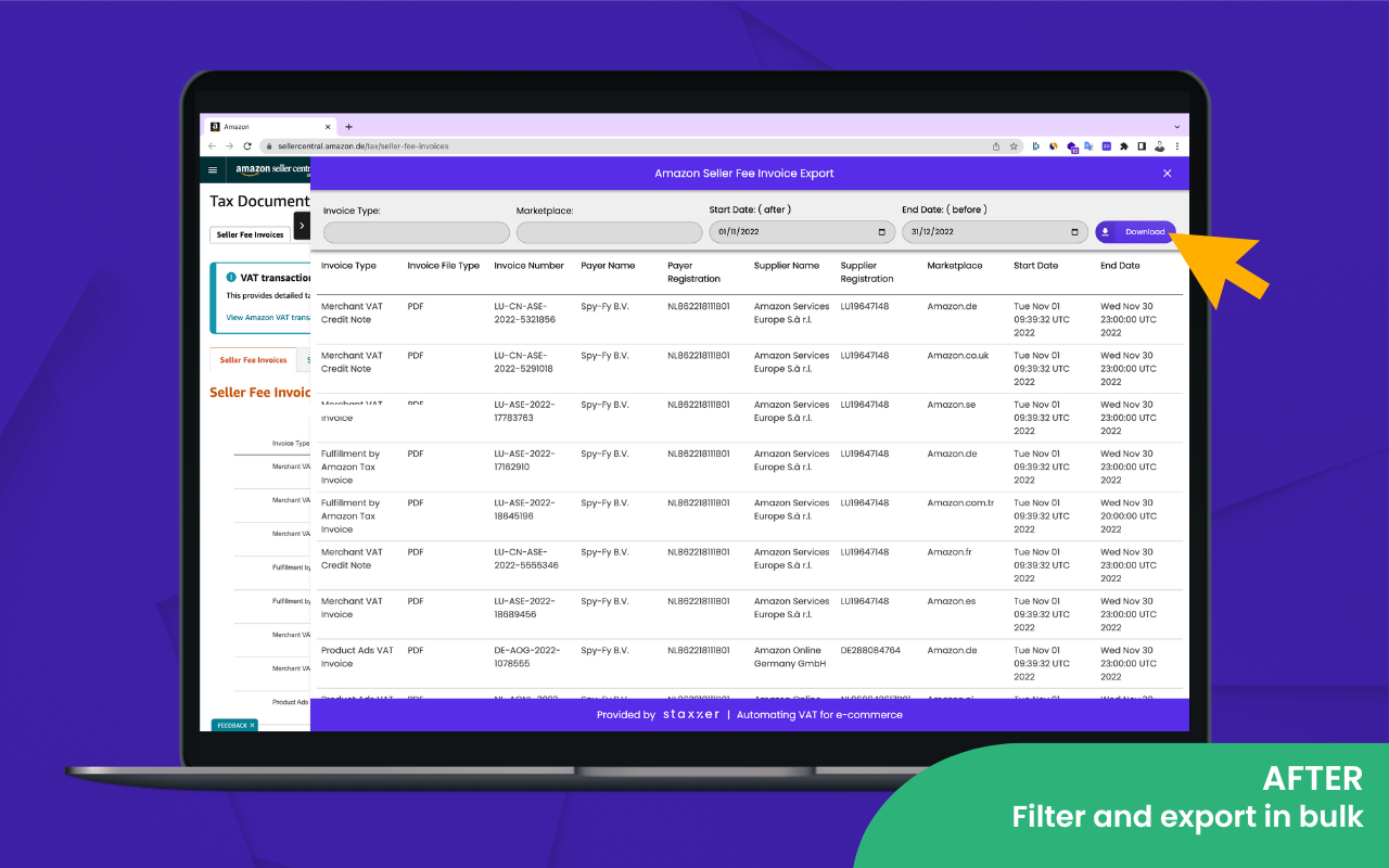 Amazon Seller Fee Invoice Exporter by Staxxer Preview image 2