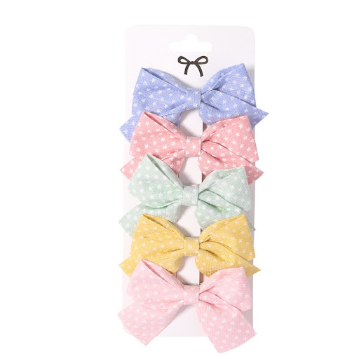 Title 3, Fabric Plaid Bow Barrettes Floral Plaid A Pair ...