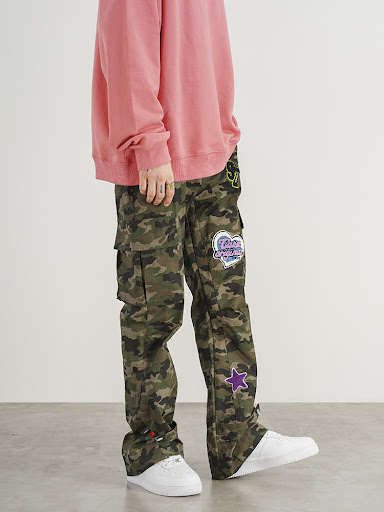 Title 2, Camouflage Towel Patch Micro-flared Overalls of...