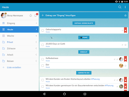 Wunderlist: To-Do Liste Bildschirmfoto