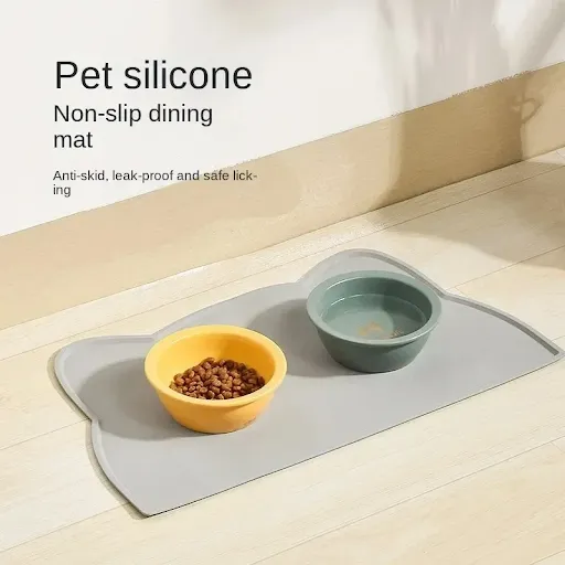 Non-Slip Pet Silicone Food Mat Bowl Pad Leak-Proof Feeding Mats Cushion for Cats Dogs Pet Cat Feeder Dog Bowl Pet Access